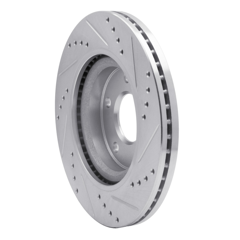 Nissan Altima Brake Rotor (1) - Front Left - R1 Concepts - Drilled & Slotted - Silver - `07-`13